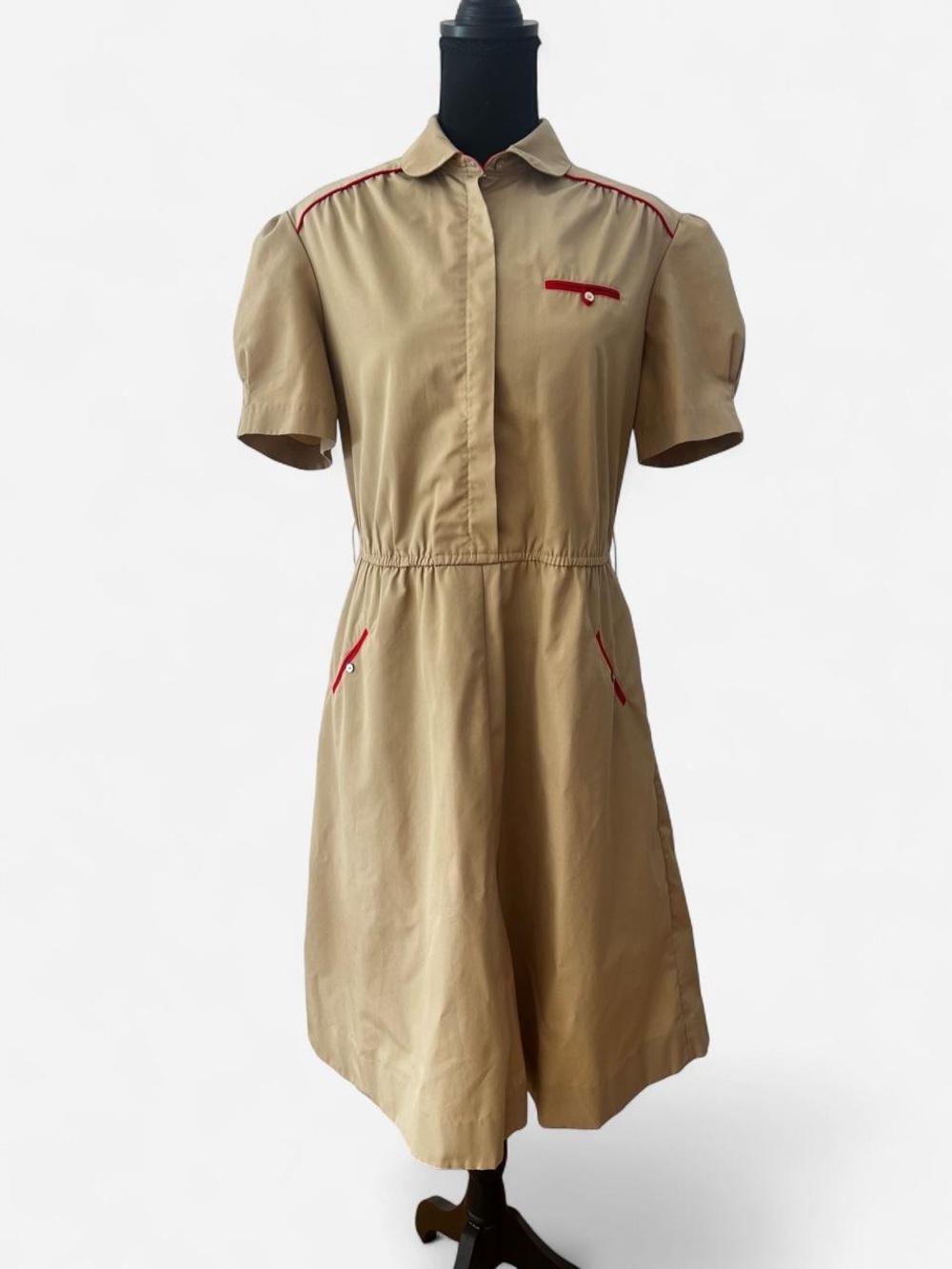 Vintage Scout Leader Costume Utility Dress Retro Khaki Women’s Size 14 Halloween